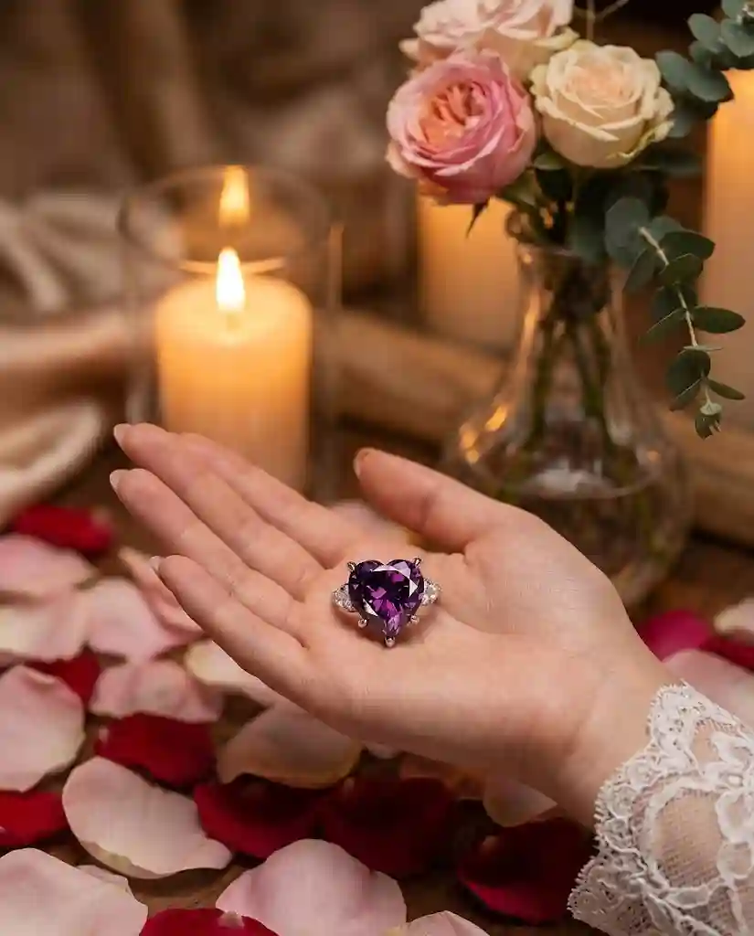 heart diamond ring 925 silver natural diamond eternal love MIRAMETAL