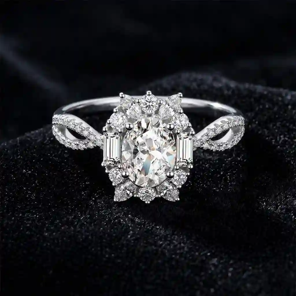 Oval Moissanite Ring 5x7mm GRA Certified D-Color VVS1 925 Silver Engagement Ring - more brilliant than diamond