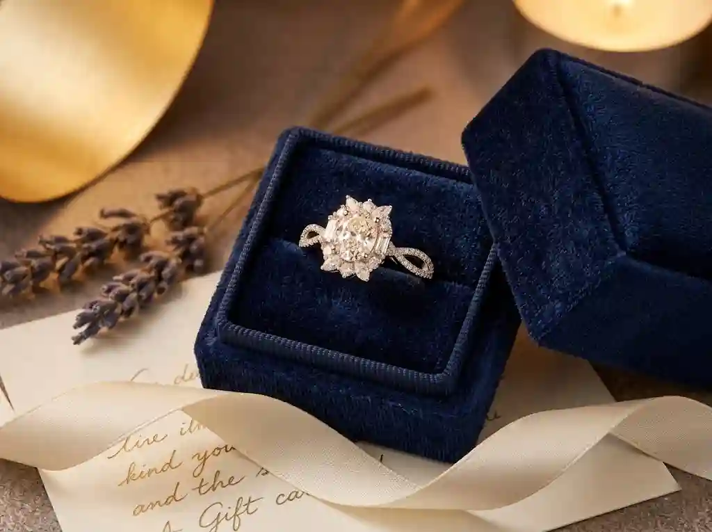Oval Moissanite Ring luxury gift box presentation GRA certificate included - more brilliant than diamond