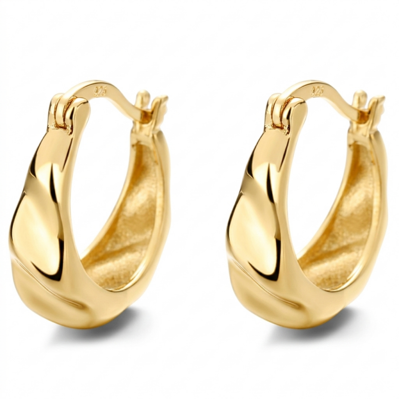 wave pattern earrings - 18k gold plated 925 sterling silver drop earrings primary product image by MIRAMETAL