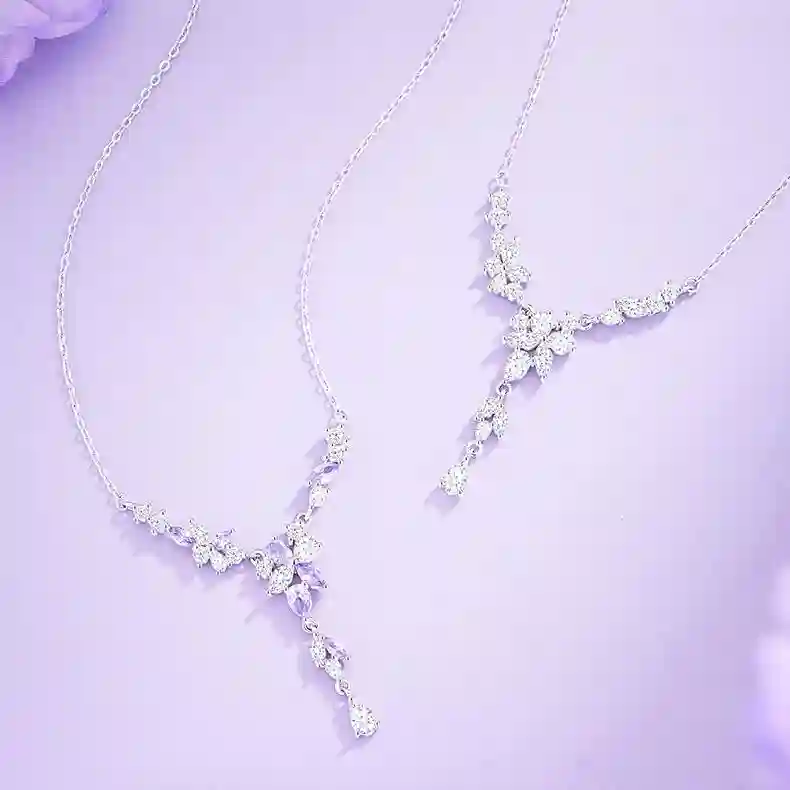 wholesale silver jewelry Handcrafted Wisteria Flower Necklace - Stunning 925 Silver MIRAMETAL