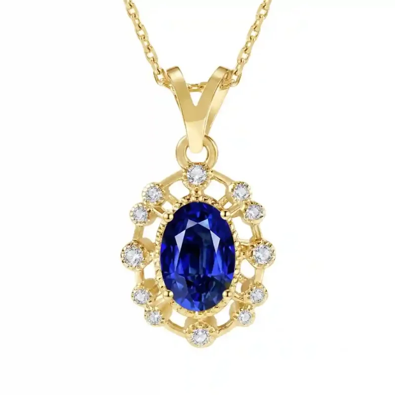Sapphire Pendant Necklace - Natural 925 Silver|MIRAMETAL