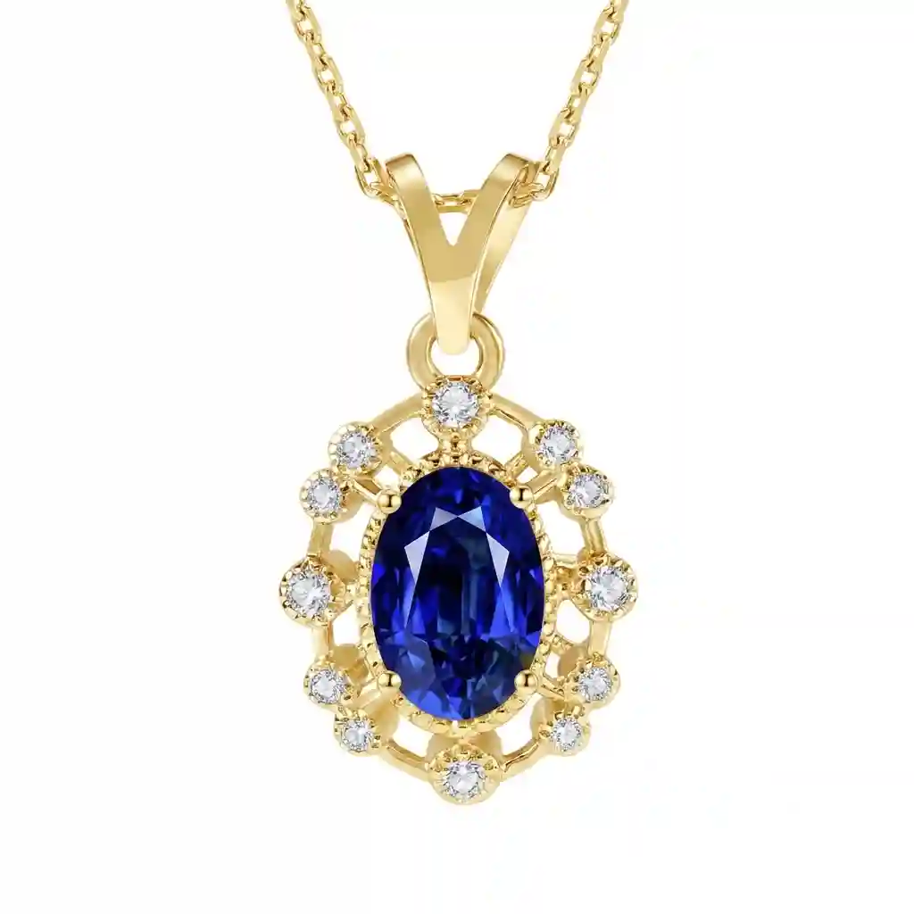 Sapphire Pendant Necklace - Natural 925 Silver|MIRAMETAL