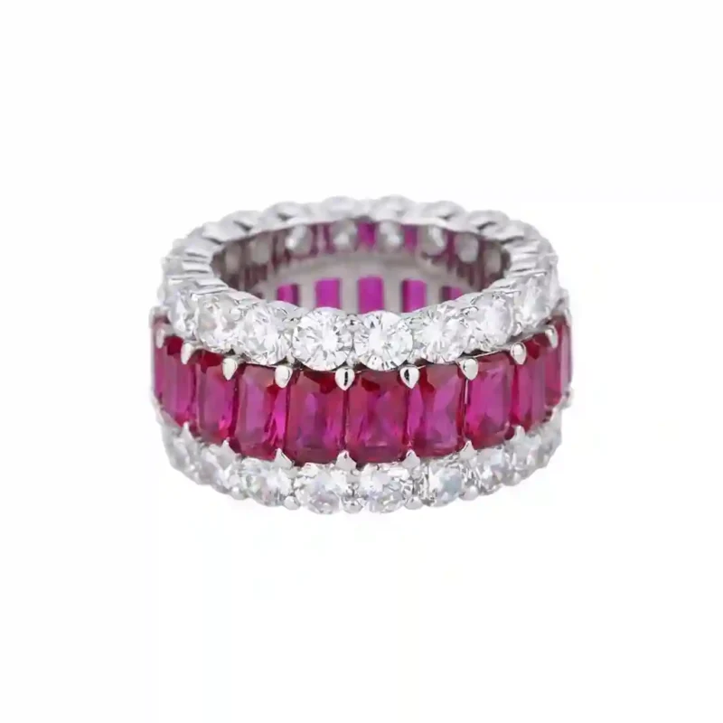 925 Sterling Silver Geometric Pave Zirconia Ring