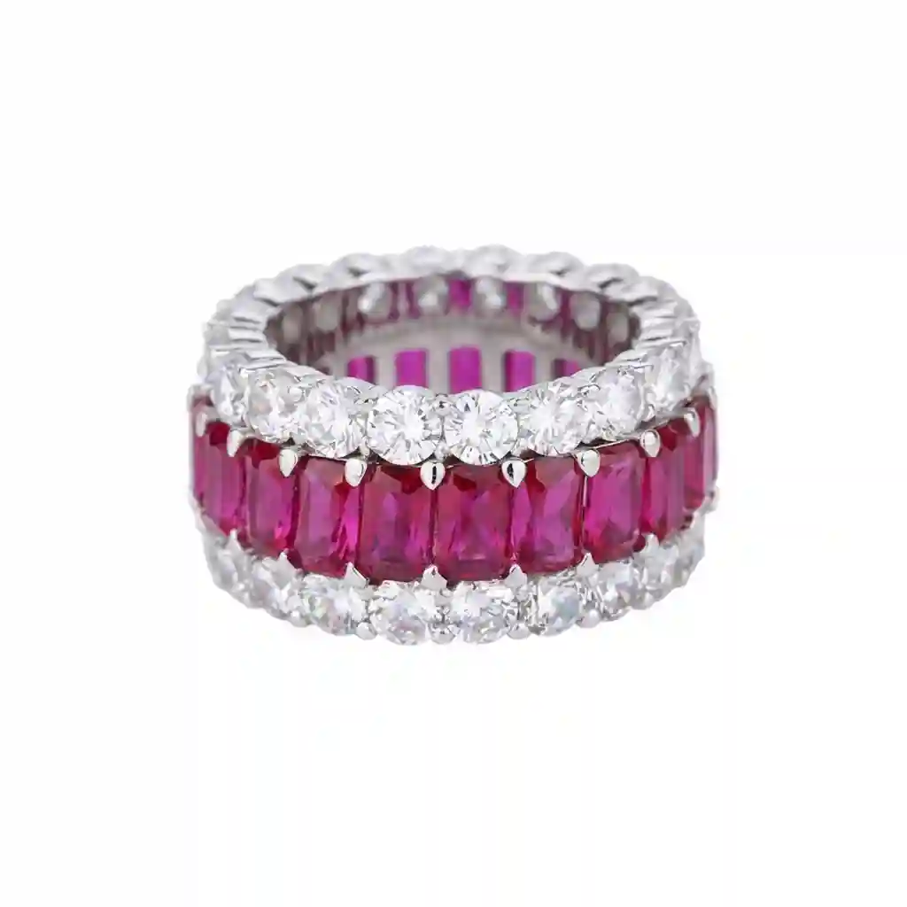 925 Silver Geometric Pave CZ Ring