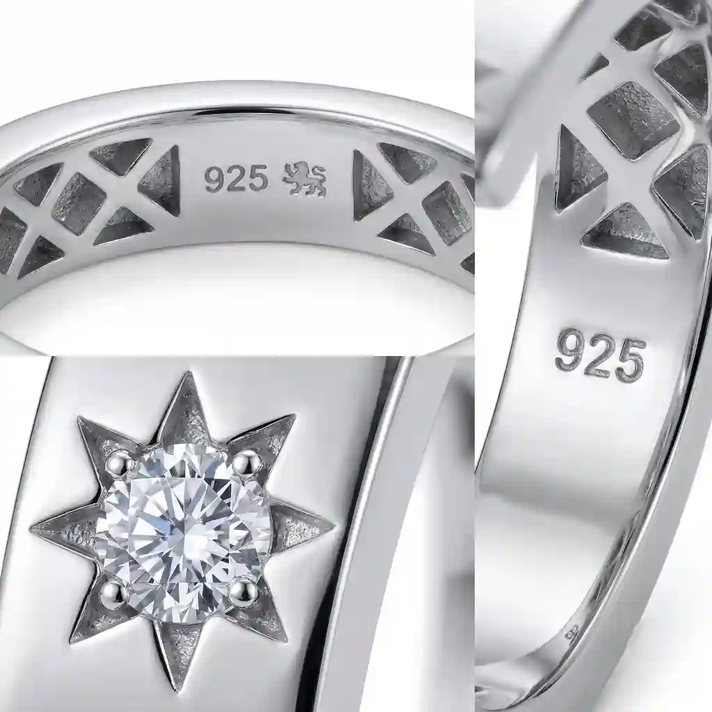 silver star ring 925 sterling silver and brilliant-cut cubic zirconia specifications