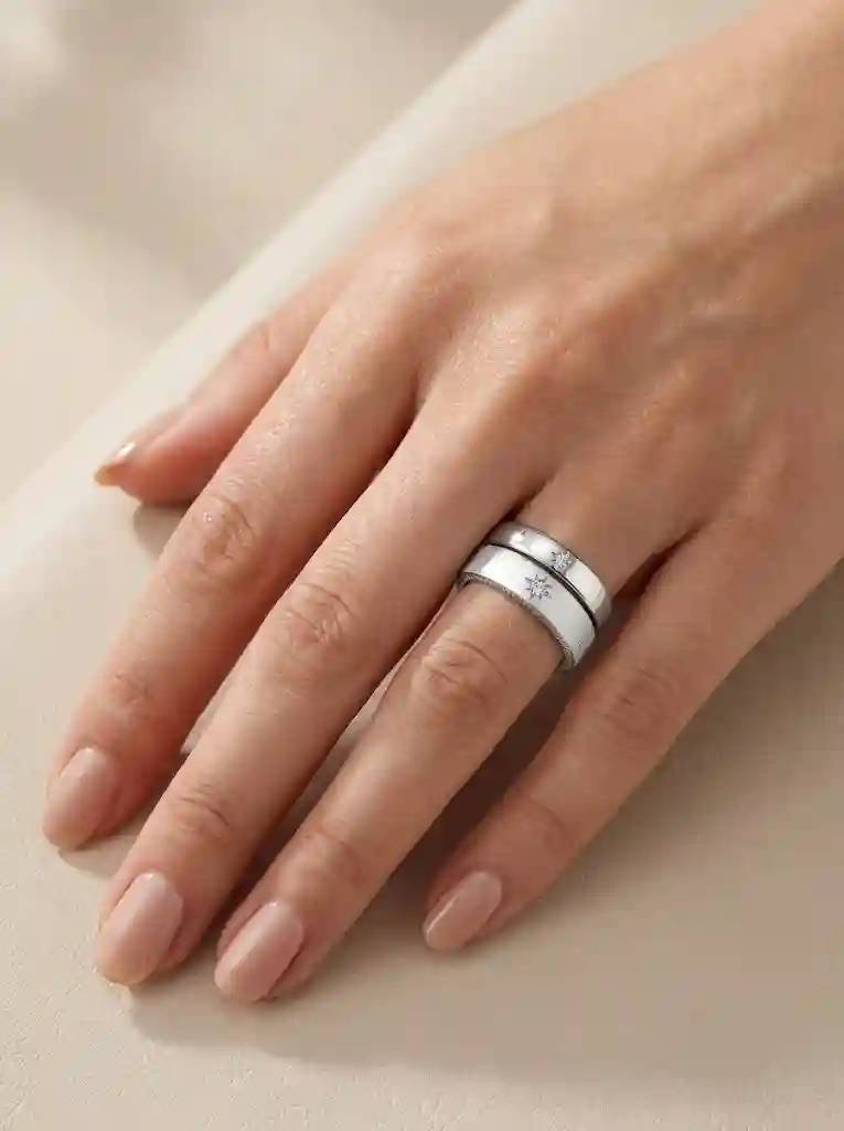 silver star ring stackable styling guide with other bands