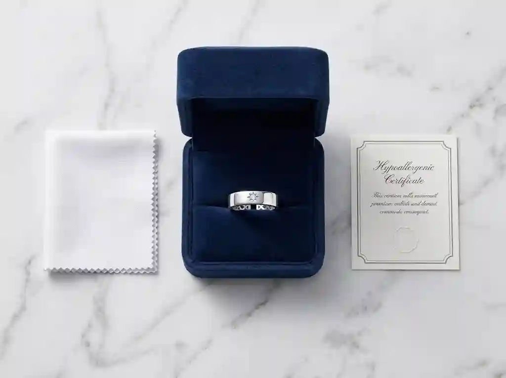silver star ring luxury packaging set from MIRAMETAL