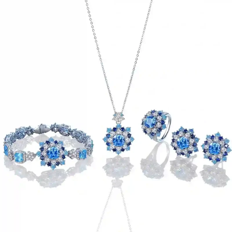 Ocean Blue Floral Set - 925 Silver