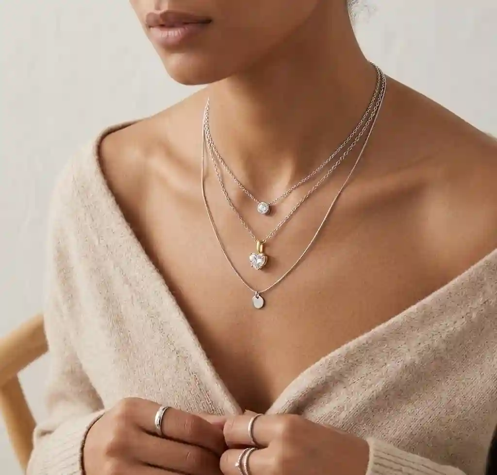 Styling guide ML-0513 MIRAMETAL moissanite heart necklace layering stacking bridal jewelry romantic gifting everyday luxury styling