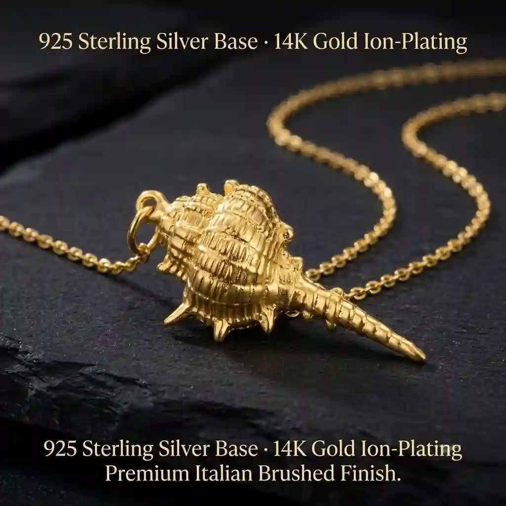 14K gold plated sterling silver conch shell pendant material specification MIRAMETAL ML-18372