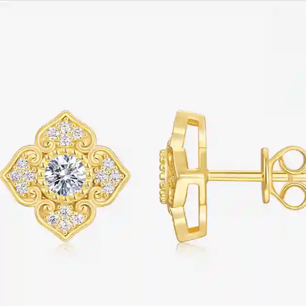 Moissanite Flower Earrings - D-Color VVS1 GRA Certified 925 Silver|MIRAMETAL