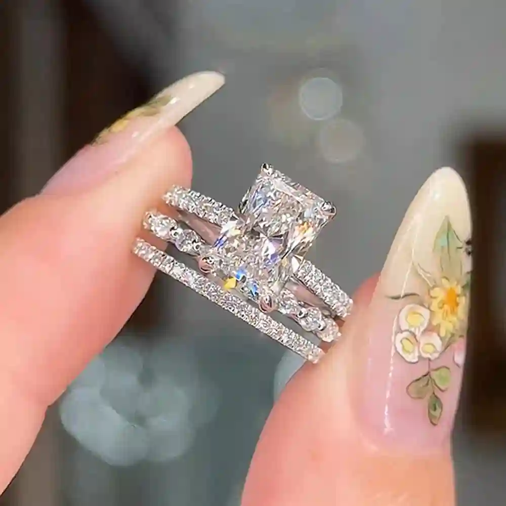 moissanite ring stackable square design