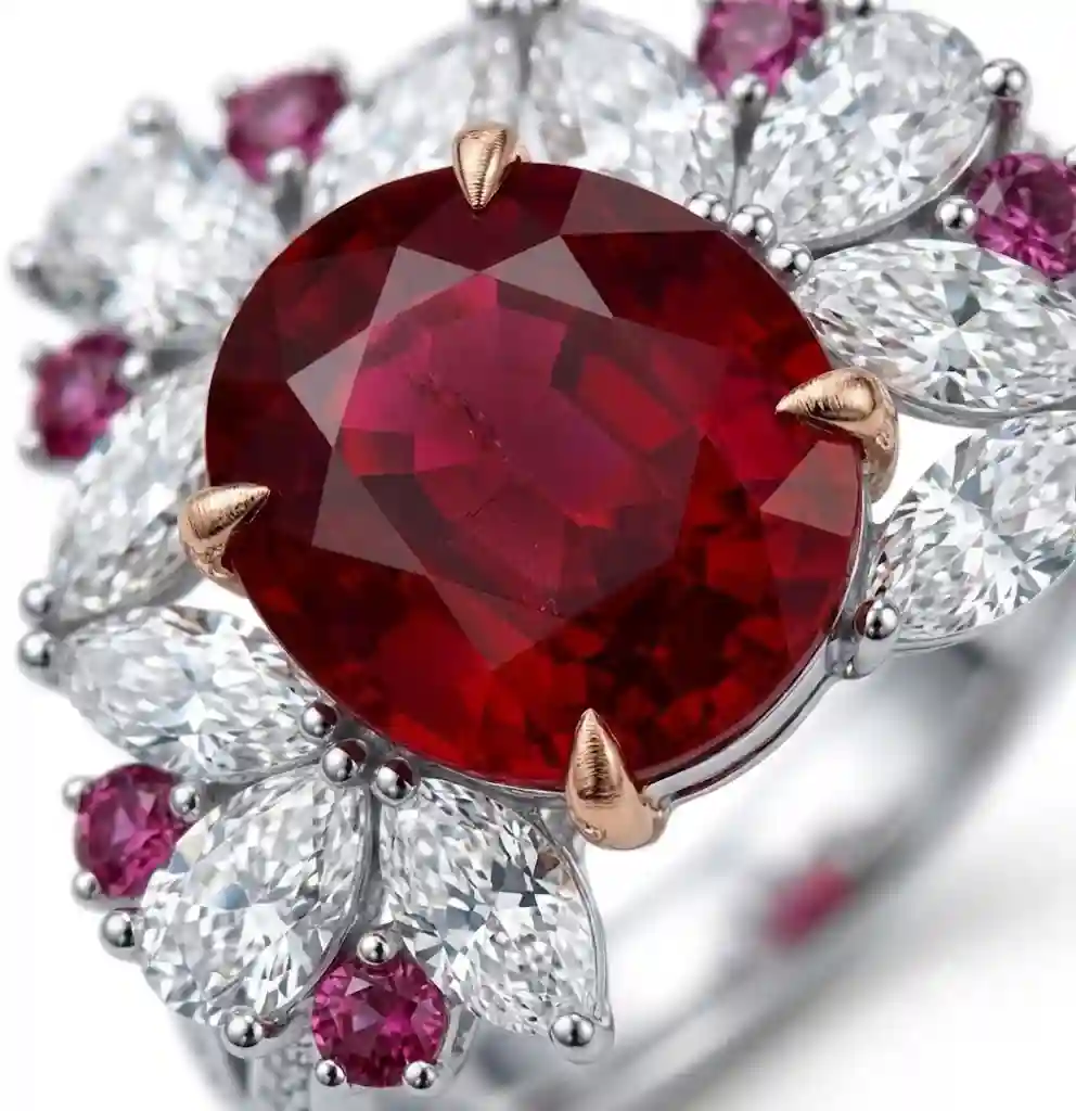 Lab-grown vs natural gemstone ruby floral ring MIRAMETAL