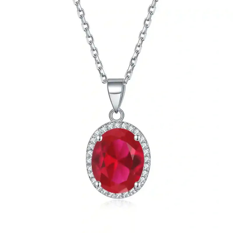 S925 sterling silver oval birthstone necklace, women's style, personalized geometric gemstone pendant, exquisite and simple jewelry, a perfect gift for her