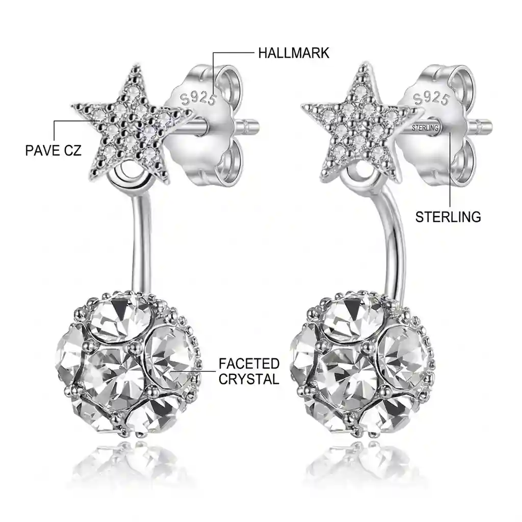 18424 silver butterfly earrings detail closeup bowknot design