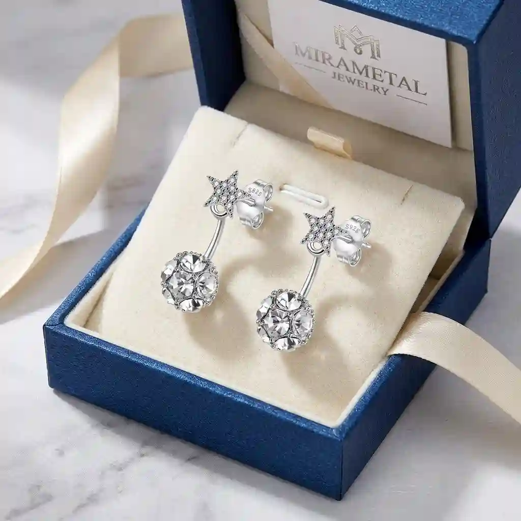 18424 silver butterfly earrings gift box packaging