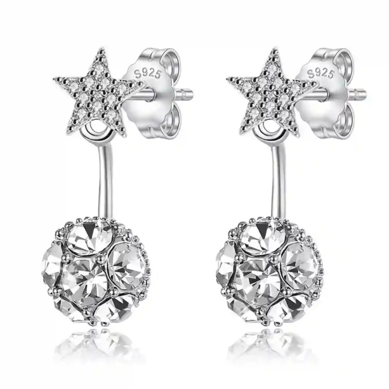 18424 silver butterfly earrings factory direct 925 silver main front view butterfly bowknot cz