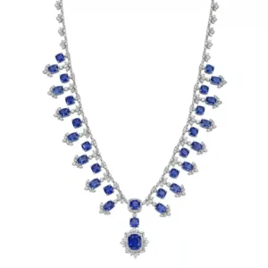 S925 Lab-Created Sapphire Jewelry Set (Earrings+Necklace+Ring) | N3-0053