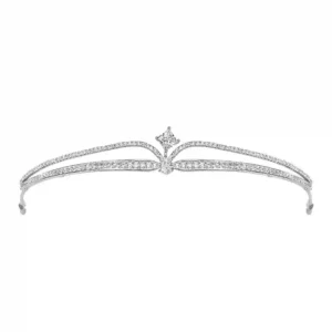 Vintage Crown Crystal Tiara – Handcrafted White Quartz Headpiece