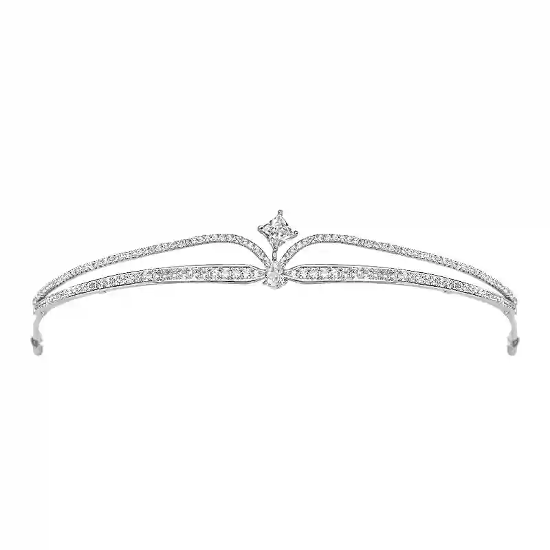 Vintage Crown Crystal Tiara – Handcrafted White Quartz Headpiece