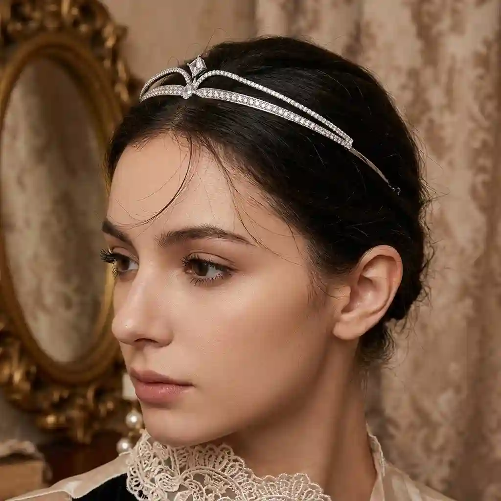 Crown Tiara Specs – 12.5cm Copper White Quartz Crystal Headpiece