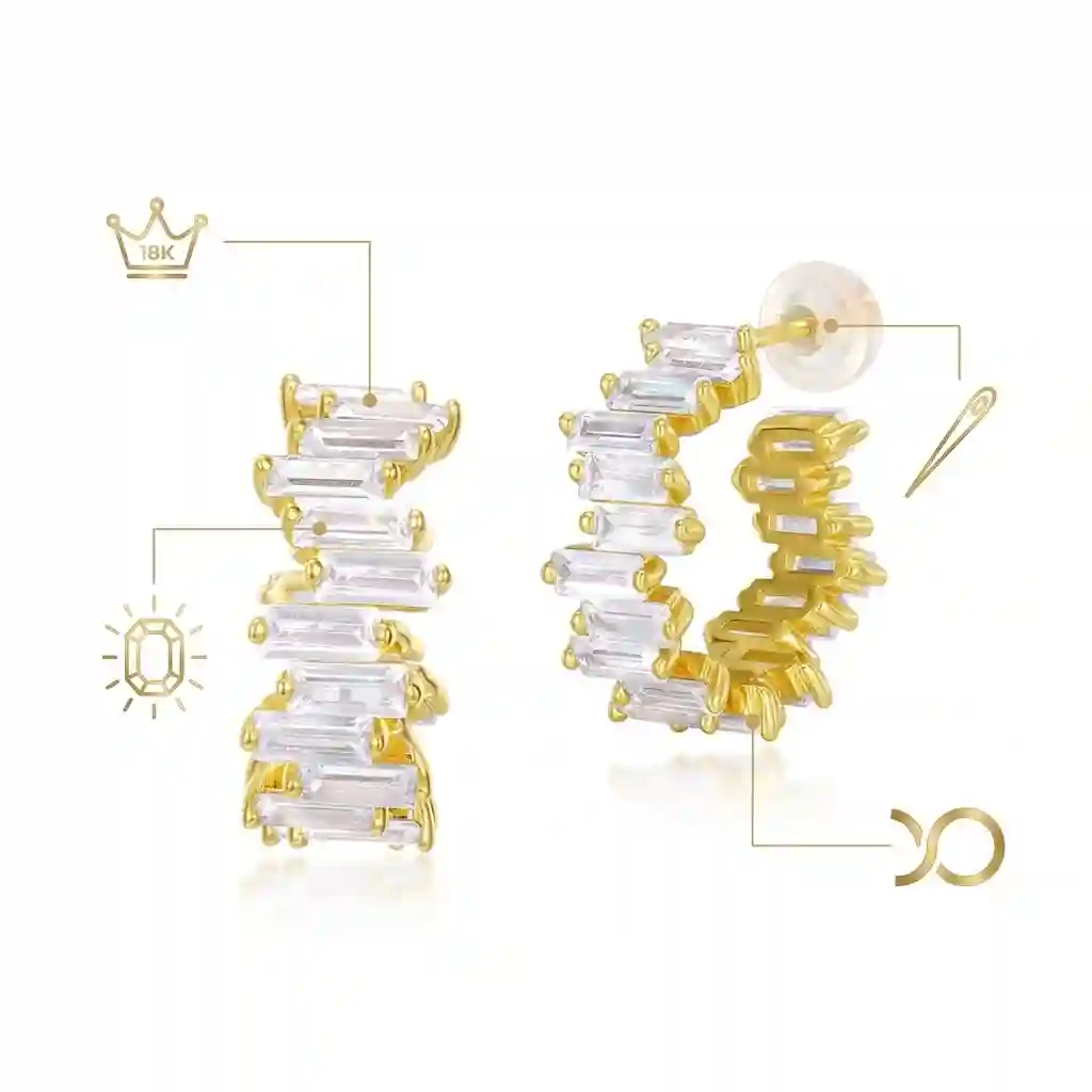 Gold geometric earrings material specification - 925 silver with 10K gold plating