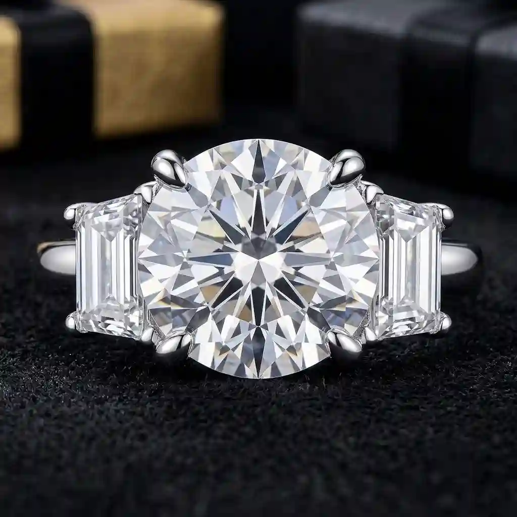Jewelry craftsmanship process 4-prong setting and thick gold plating on moissanite ring