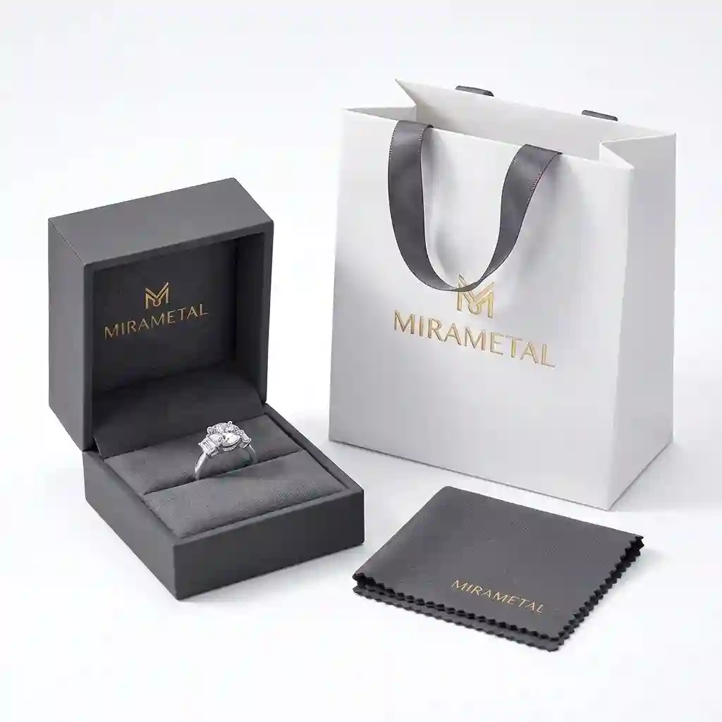 MIRAMETAL complete luxury packaging set for 925 silver moissanite ring