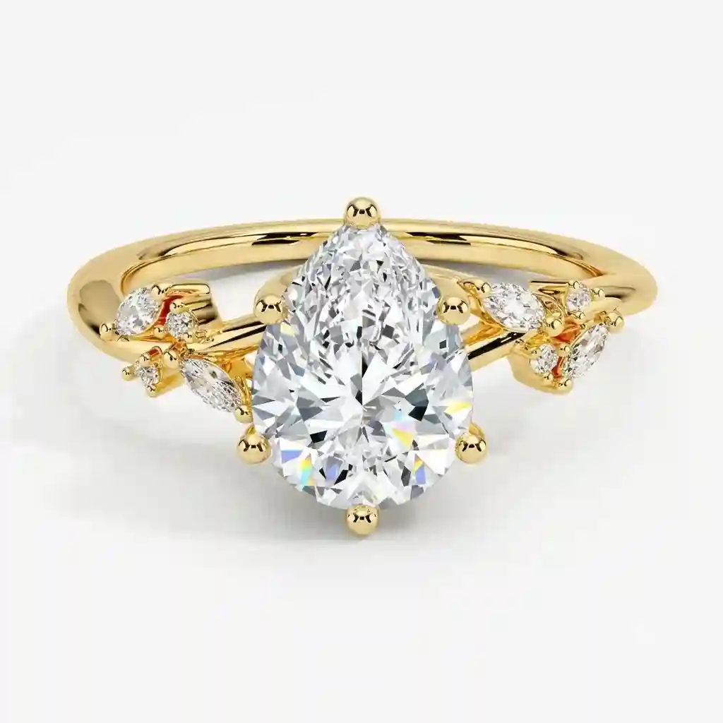 Floral Drop Moissanite Ring ML-304