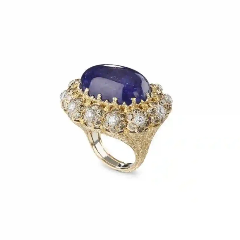 Royal Blue Cocktail Ring Diamond 925