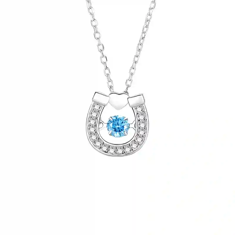Horseshoe Heart Necklace - Dancing Zirconia 925 Silver|MIRAMETAL