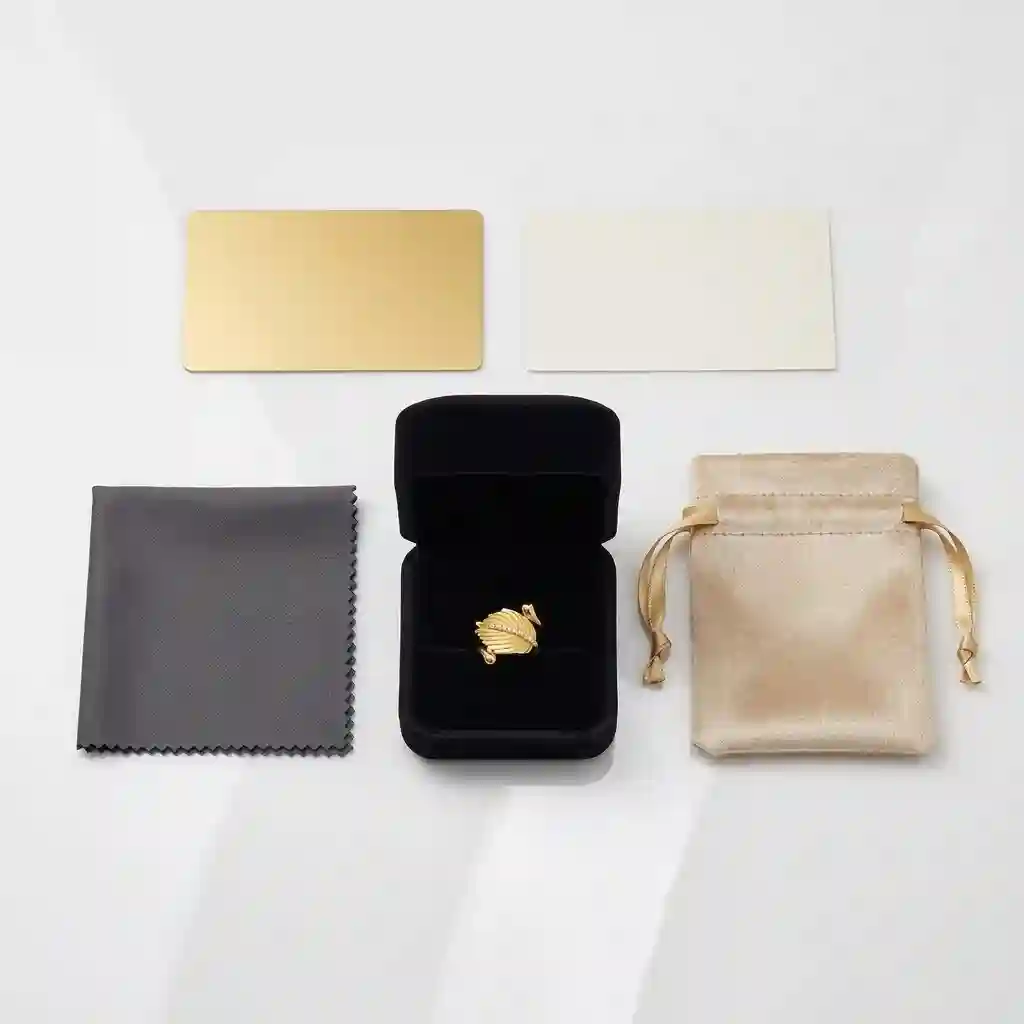 MIRAMETAL ML-0066 Brushed Feather Ring complete set gift box velvet pouch care card certificate 925 silver