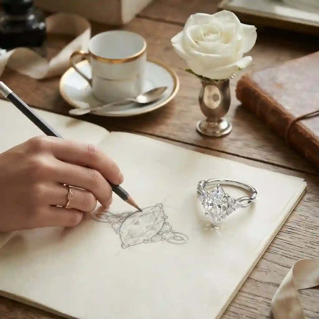 Design inspiration of marquise moissanite ring – royal French heritage
