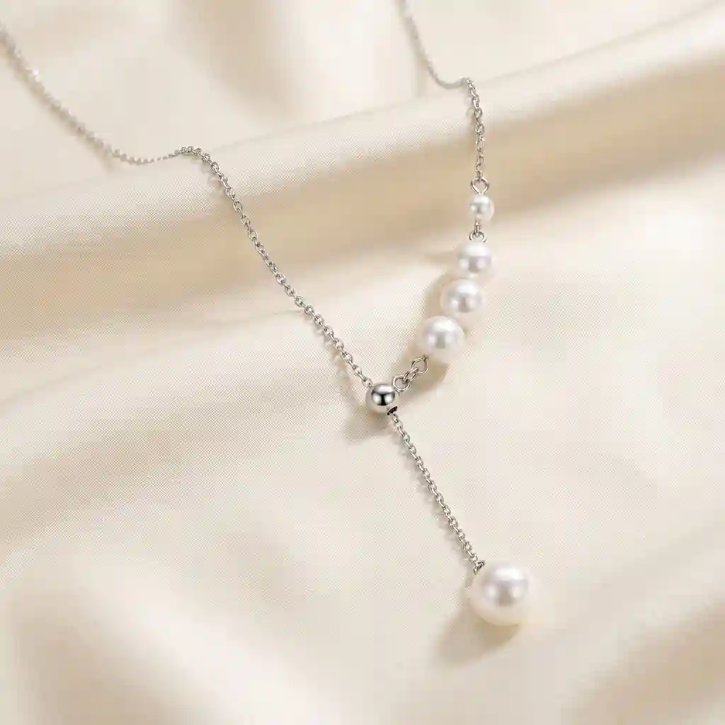 wholesale pearl jewelry Pearl tassel Y-shaped necklace 925 silver asymmetric pearl chain Korean minimalist MIRAMETAL luxury jewelry her