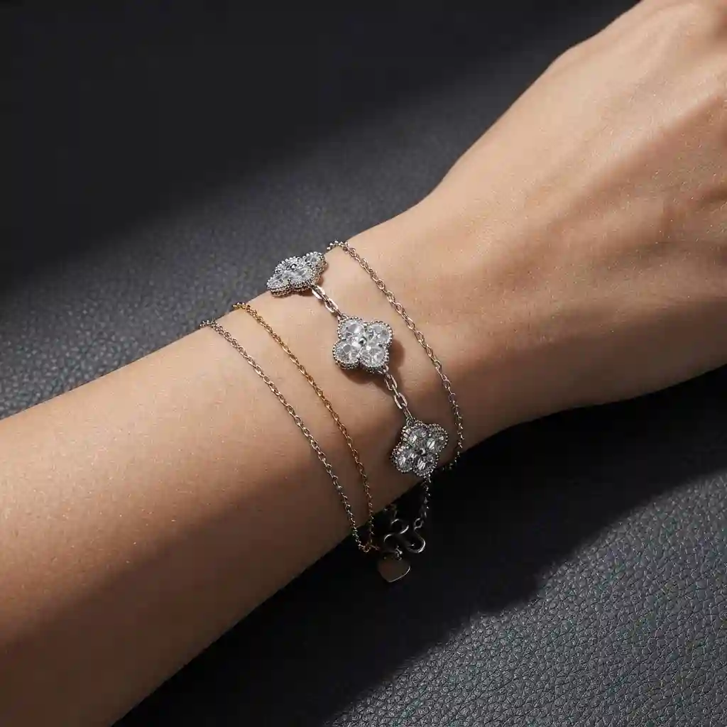 MIRAMETAL ML-0485 Four Leaf Clover Bracelet complete set gift box velvet pouch care card certificate 925 silver