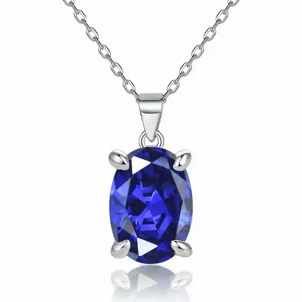 Natural Gemstone Pendant Necklace – Sapphire 925 Silver Filigree