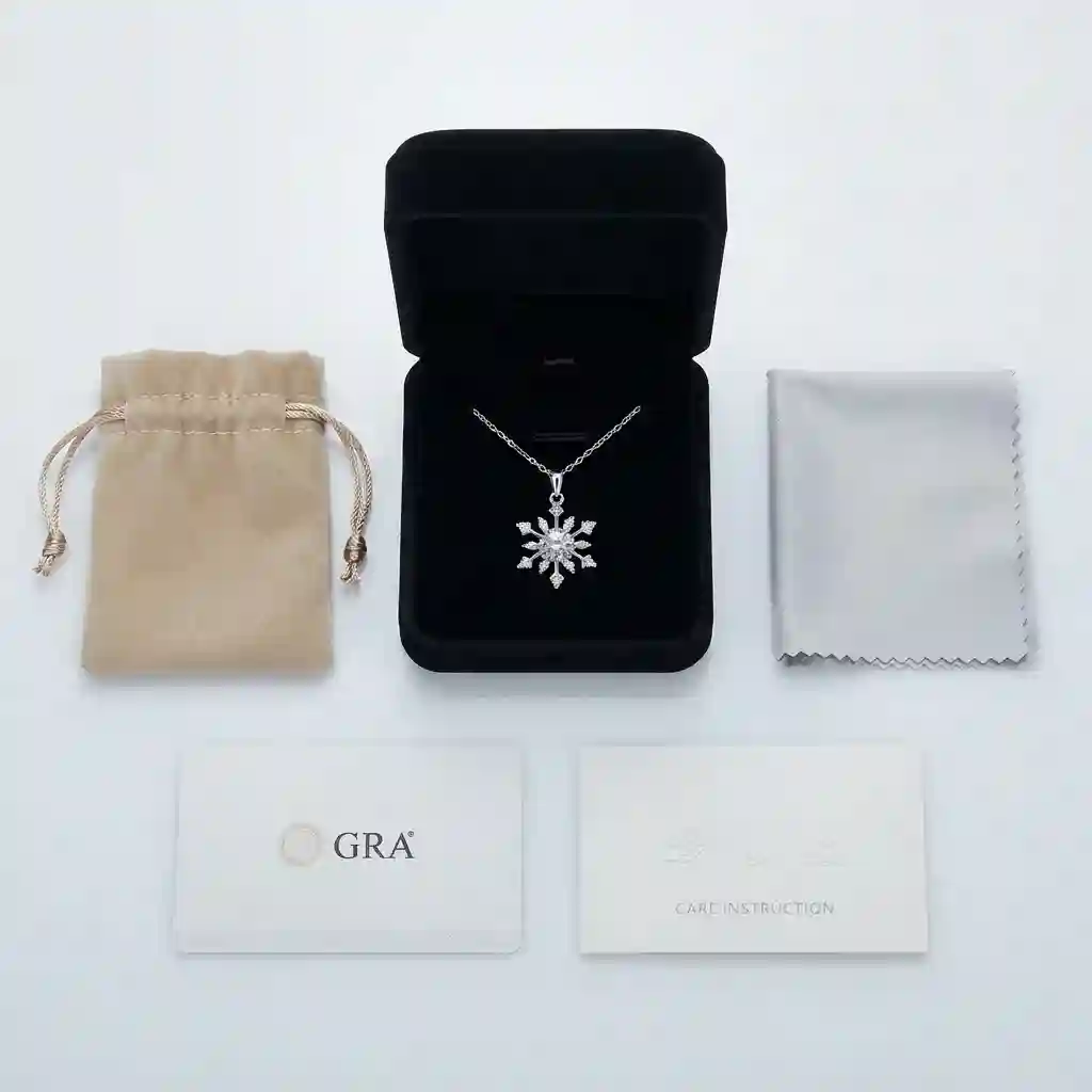 MIRAMETAL ML-0838 Snowflake Pendant complete set gift box velvet pouch care card certificate 925 silver