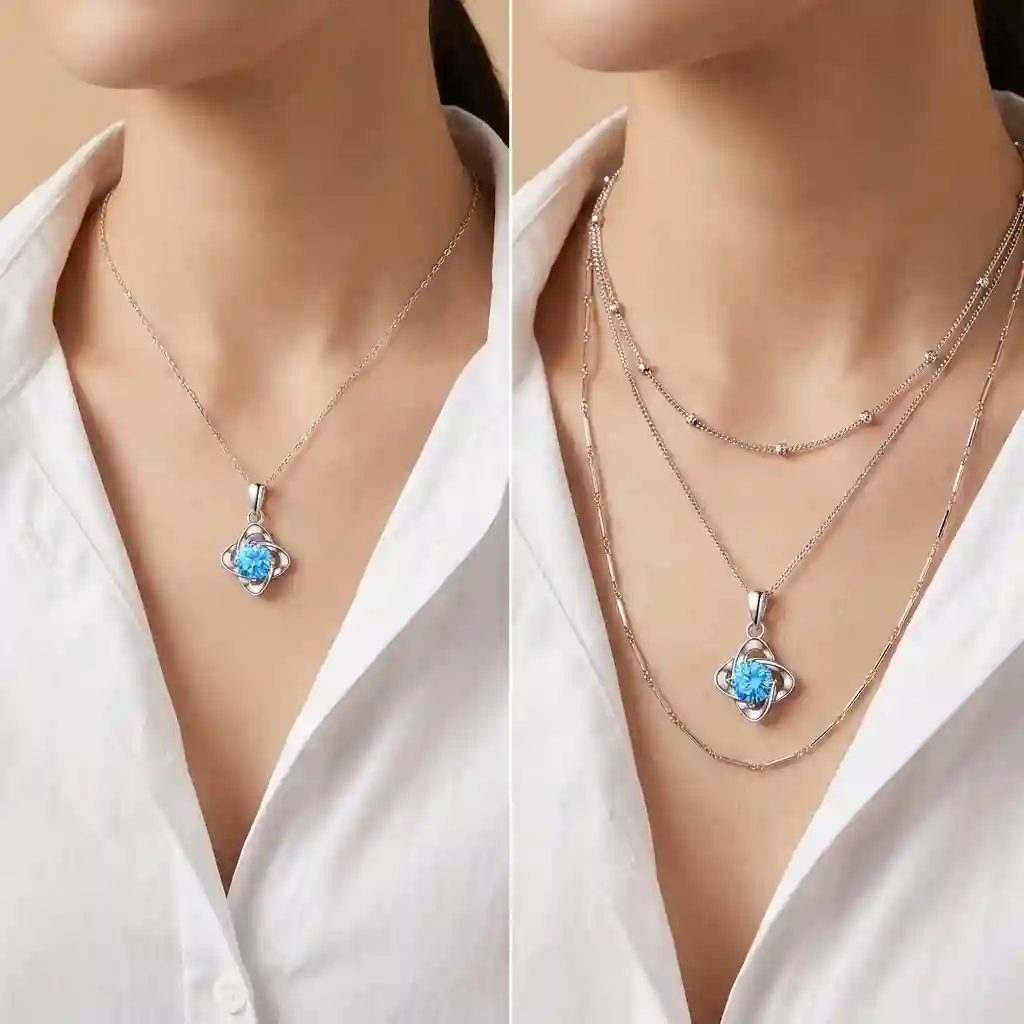 Styling guide for MIRAMETAL ML-0968, showing how to wear it solo for elegance or layered with other fine chains for a trendy look.