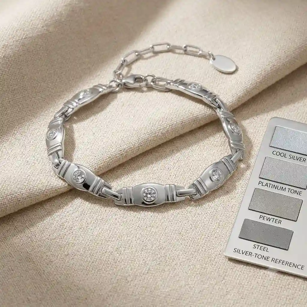 MIRAMETAL ML-1480 vintage crystal bracelet silver tone color comparison rhodium plating