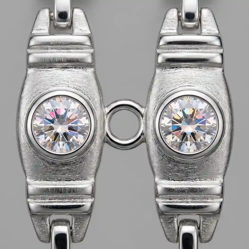 Macro close-up MIRAMETAL ML-1480 vintage crystal bracelet AAA cubic zirconia bezel setting 925 silver texture
