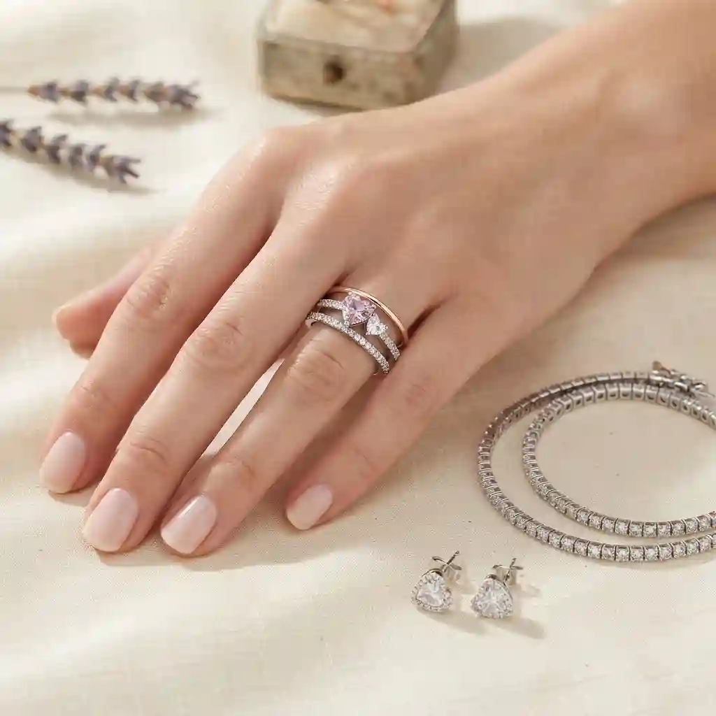 Heart ring styling guide – stacking with wedding bands in 925 silver