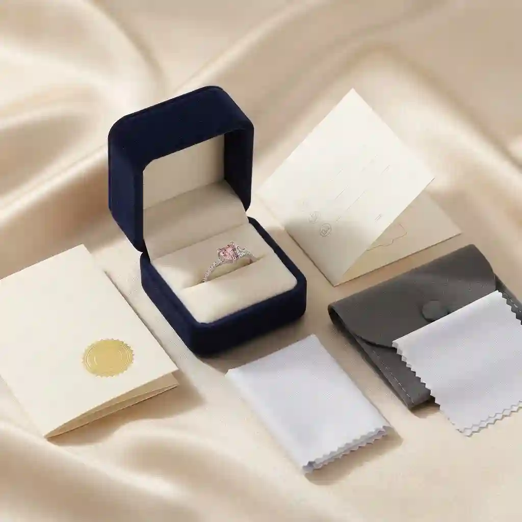 Heart ring complete packaging set – gift box, pouch and care card