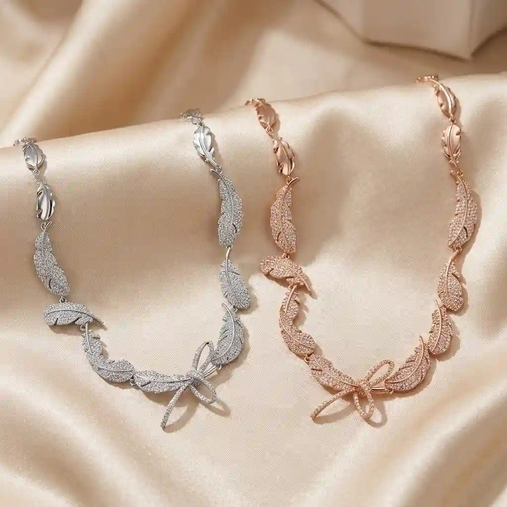 ML-21217 Sparkling Feather Necklace Color Comparison