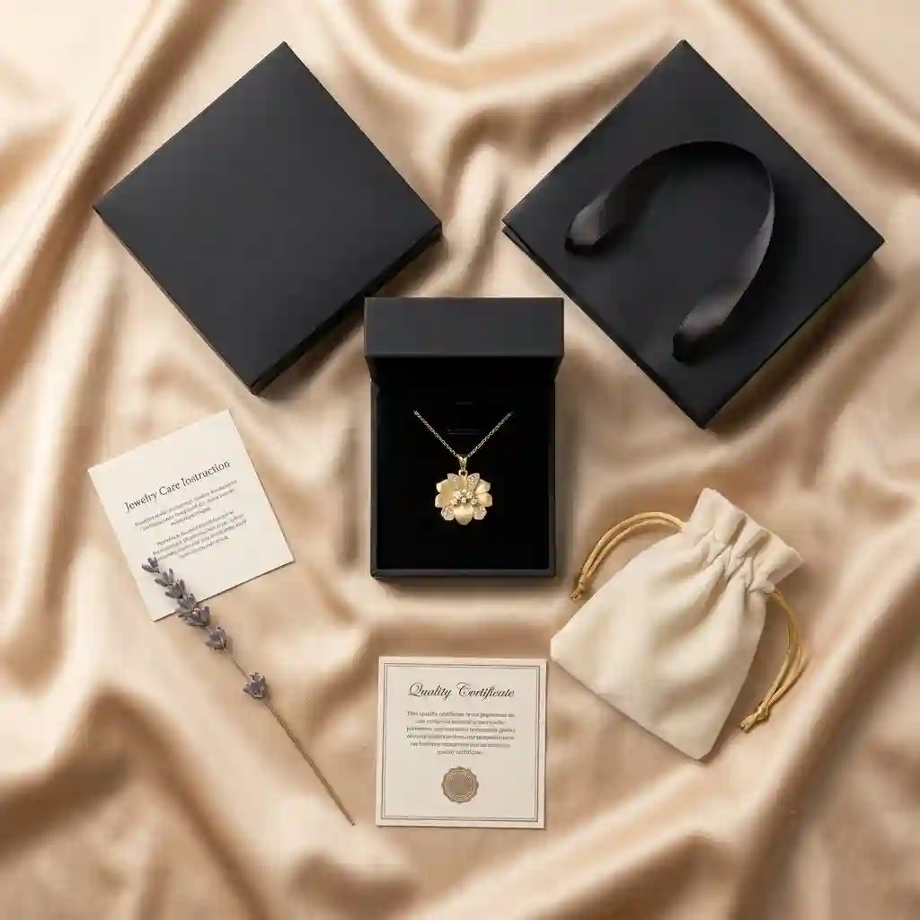 Silver moissanite pendant iris necklace complete packaging with gift box and certificate