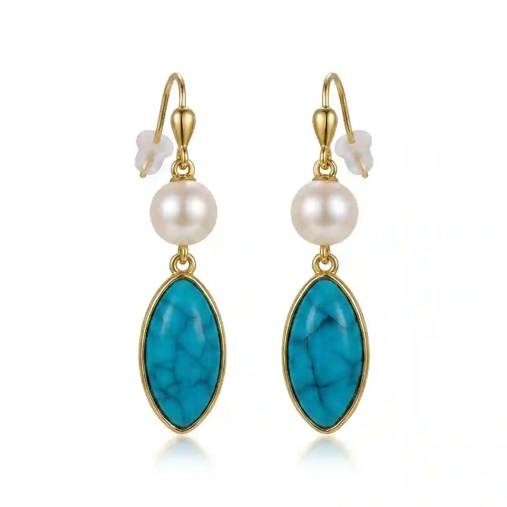Gold Plated Drop Earrings - Pearl