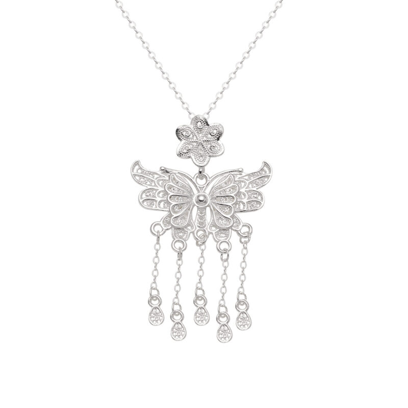 MIRAMETAL butterfly filigree pendant necklace in 990 sterling silver - ML-431