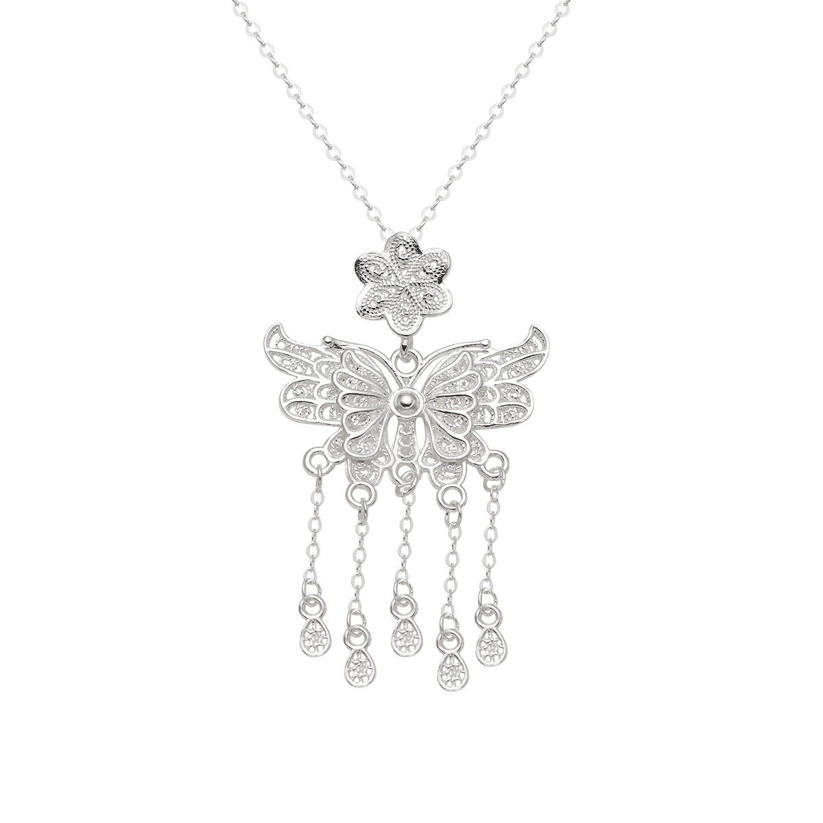 MIRAMETAL butterfly pendant necklace ML-431 in 990 sterling silver