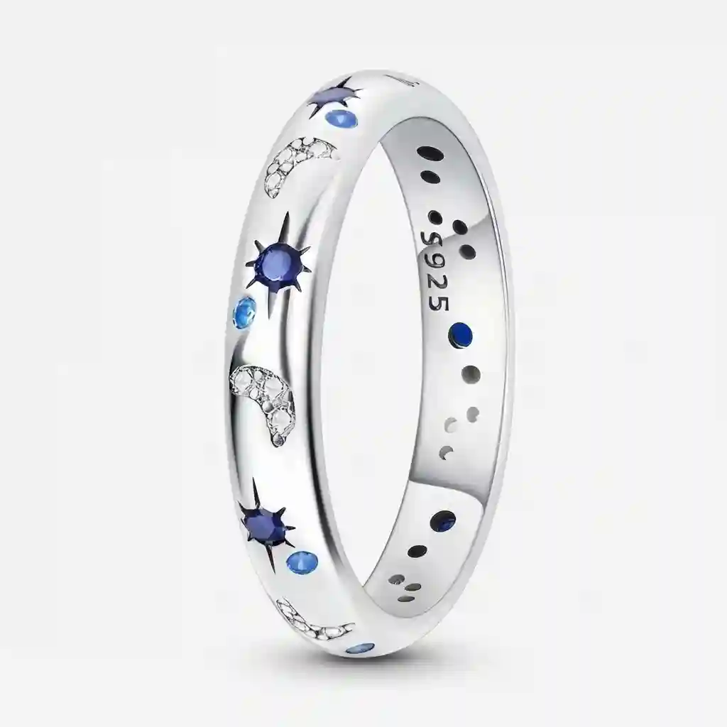 Celestial ring 925 sterling silver sun moon stars couple band gold vermeil