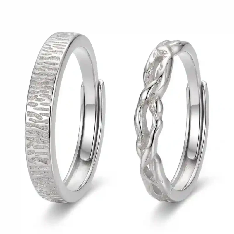 Fingerprint Couple Rings – Pure Silver Vintage Adjustable Band